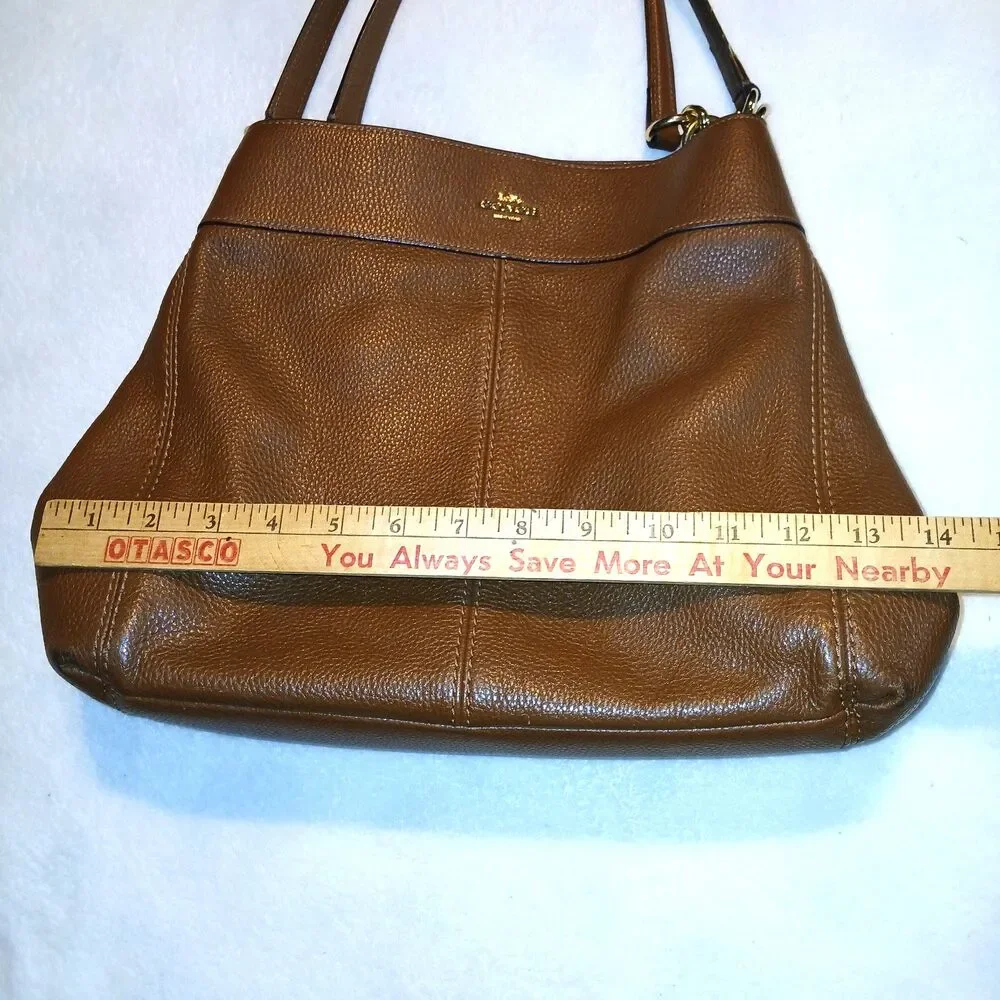 Coach Lexy F28997 Chocolate Brown Pebbled Leather Shoulder Bag No Bag Charm
